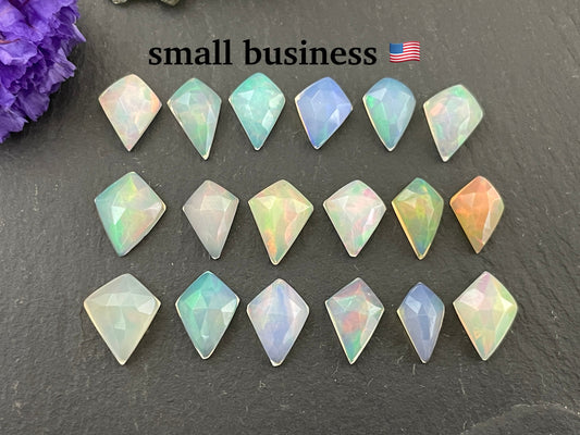 Faceted Welo Opal kite 9 to 9.5mm cabochon
