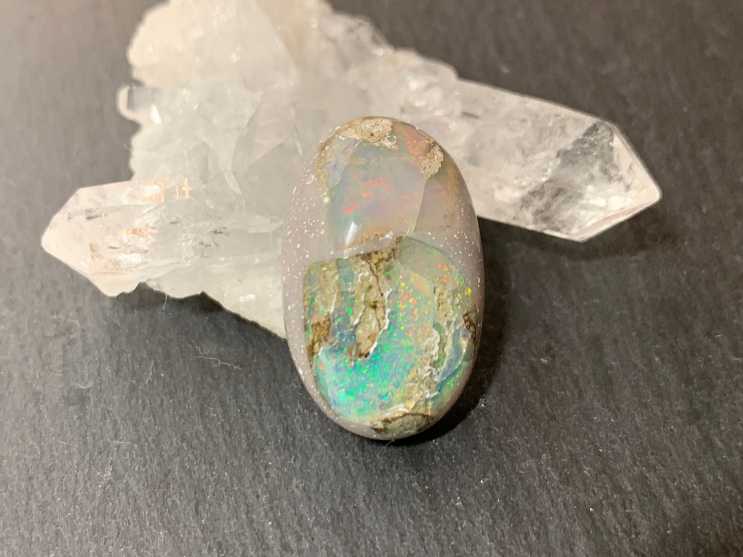 Ethiopian Opal Cabochon – Stabilized Welo Opal with Bright Play of Color - 17x23x8mm