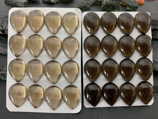 Smokey Quartz pear 15x20mm cabochon - Calibrated cabochons   es