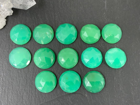 Faceted Chrysoprase round 12mm cabochon