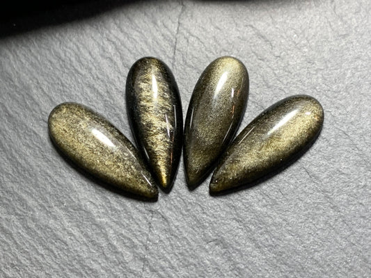 Gold Obsidian pear 10x25mm cabochon - Calibrated cabochons