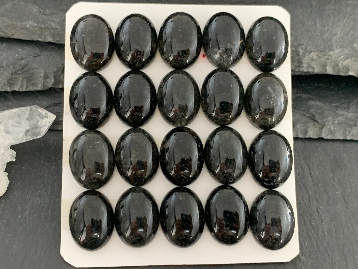 Black rutilated Quartz oval 12x16mm cabochon - Calibrated cabochons