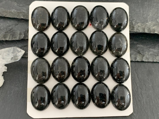 Black rutilated Quartz oval 12x16mm cabochon - Calibrated cabochons