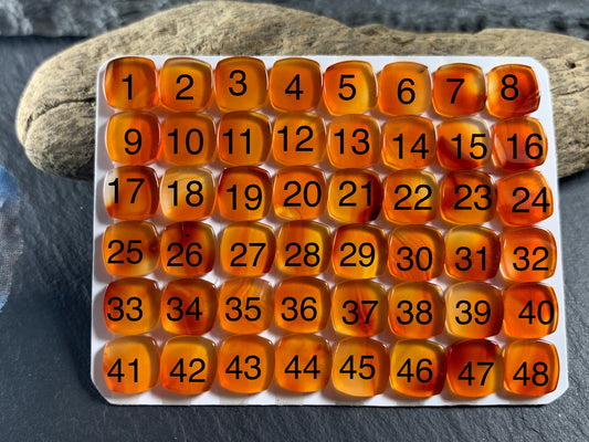 Flat Carnelian square cushion 8mm cabochon - calibrated cabochons