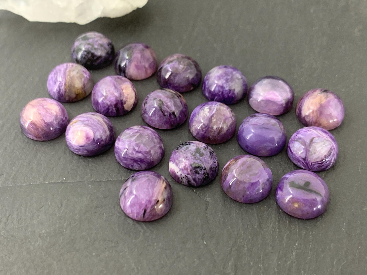 Round Charoite Cabochon 10mm - Calibrated cabochons