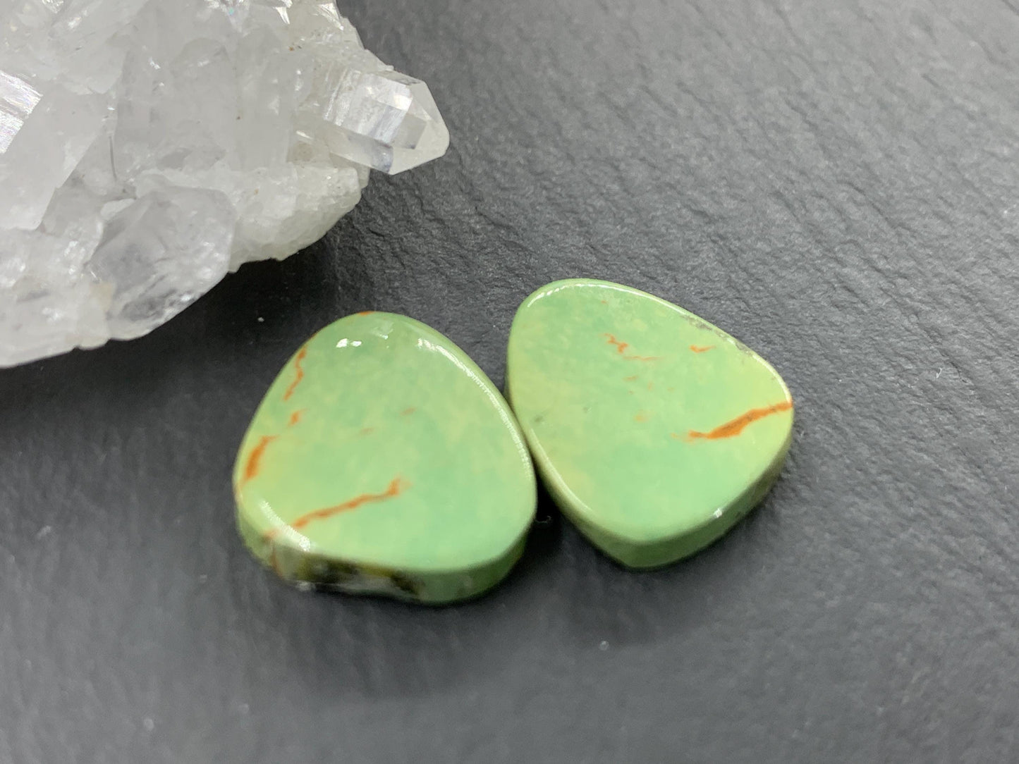 Tibetan Turquoise Pair 12x14mm Cabochon - Hand Cut Cabochon