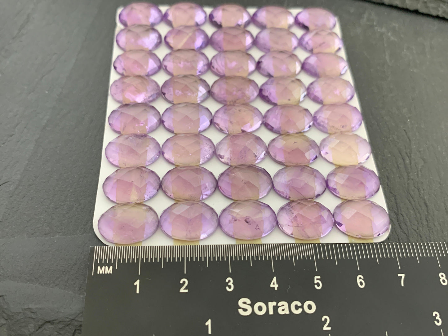 Faceted Amethyst oval 10x14mm cabochon - Calibrated cabochons