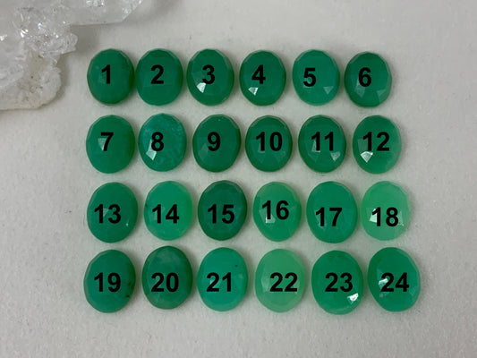 Faceted Chrysoprase oval 8x10mm cabochon