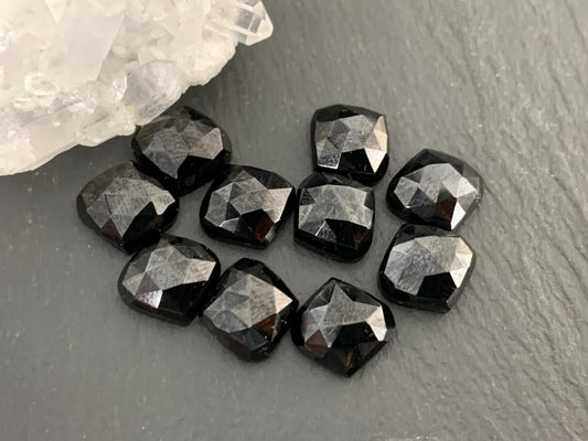 Faceted Black Spinel marquise 10mm cabochon