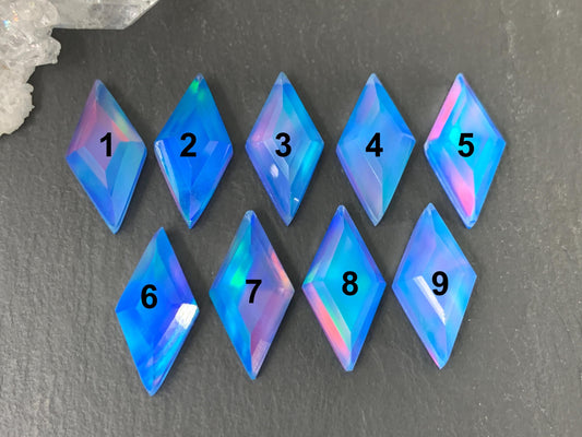 Faceted Aurora Opal rhombus 10x20mm cabochon - Doublet cabochons