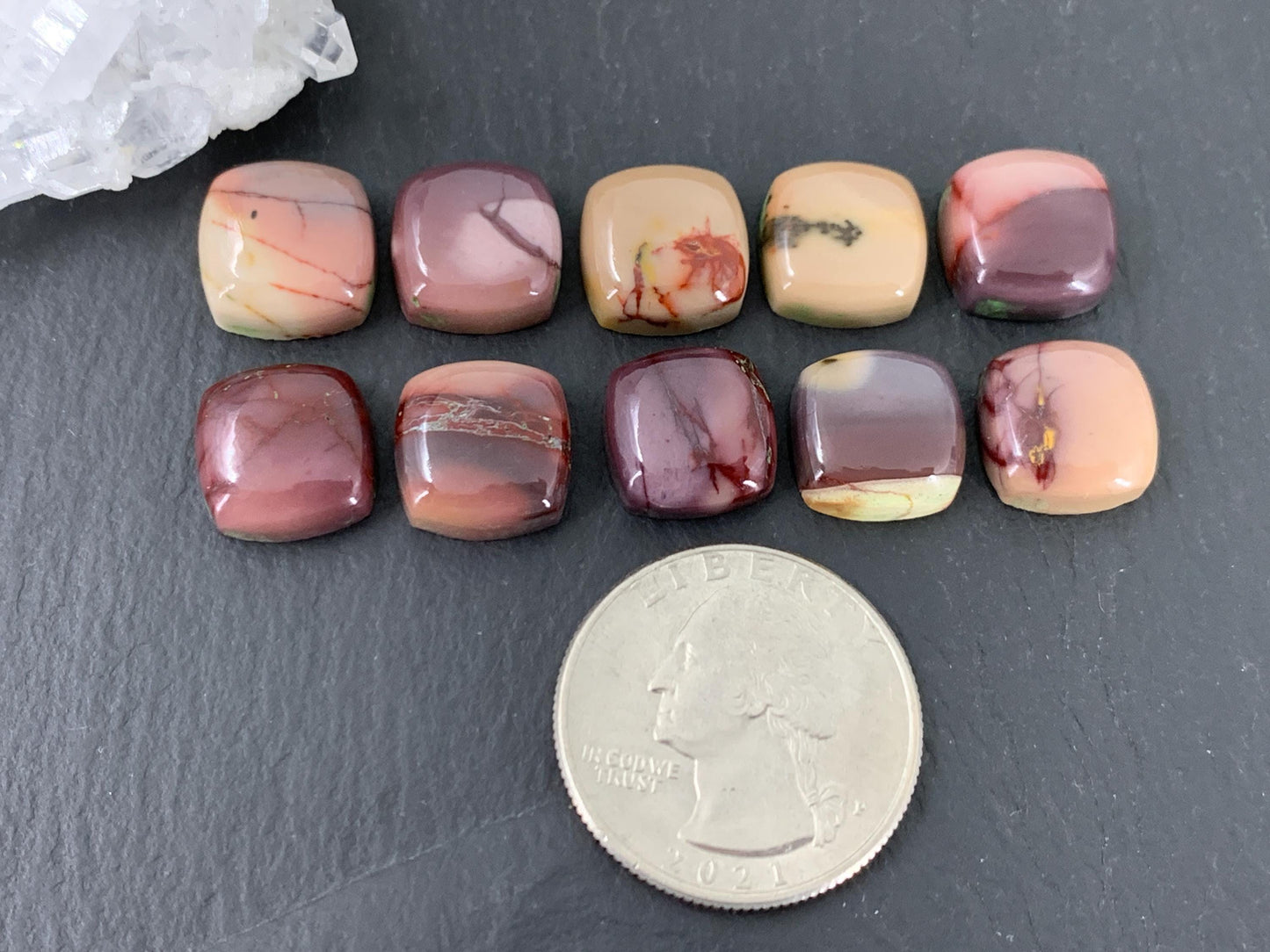 Mookaite Jasper square 12mm cabochon