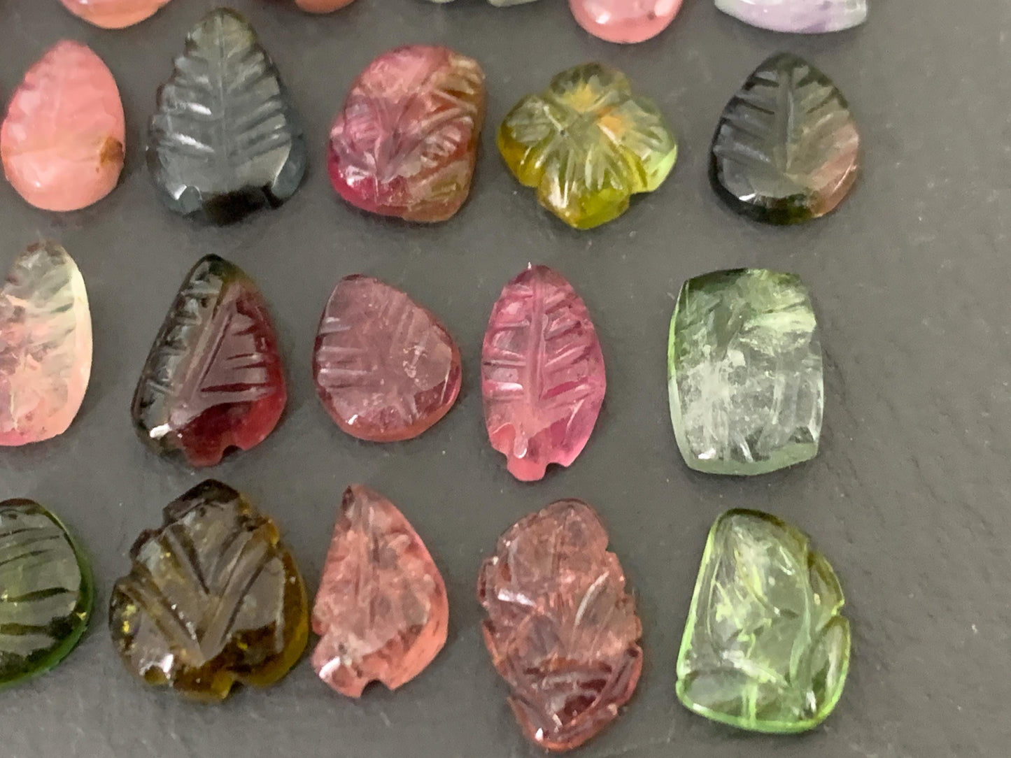 Carved Tourmaline free form 9-12mm long cabochon