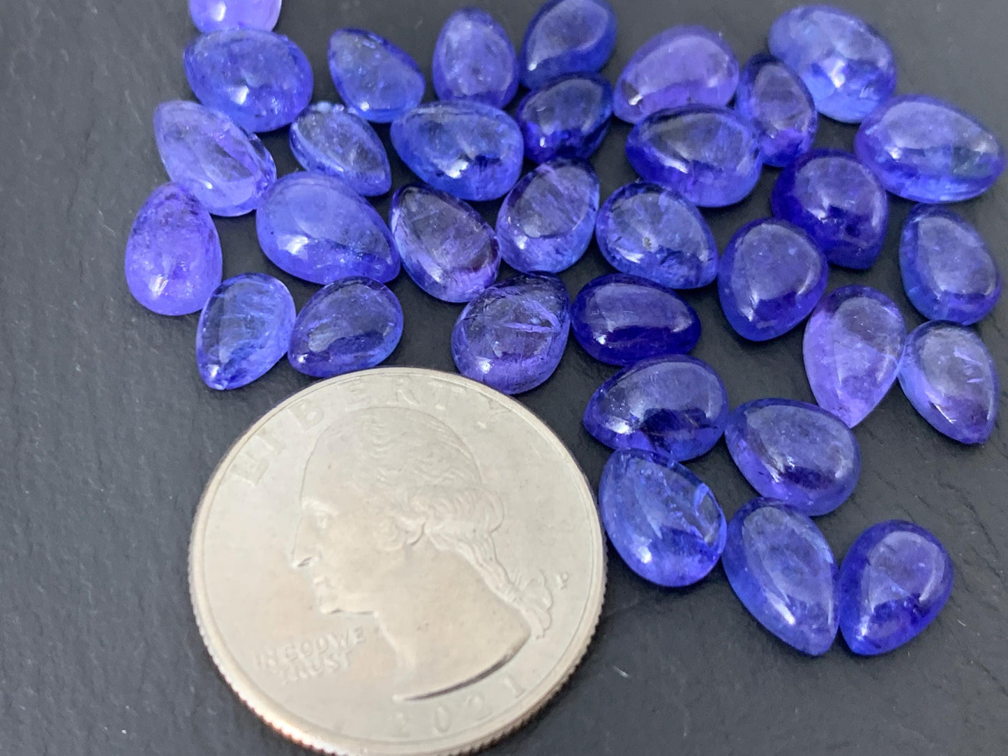 Tanzanite pear cabochon 6-10mm long - select your size