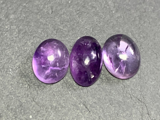 Madagascar Amethyst 10-11mm long cabochon - 3 cabochons lot