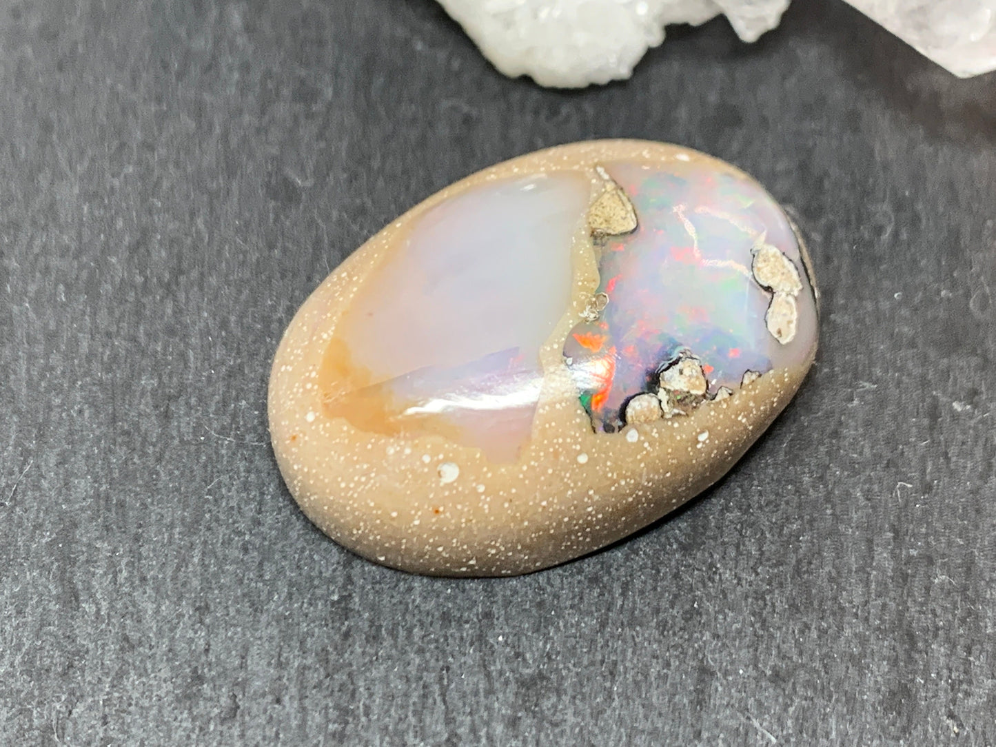Ethiopian Opal Cabochon – Stabilized Welo Opal with Bright Play of Color - 19x26x8mm