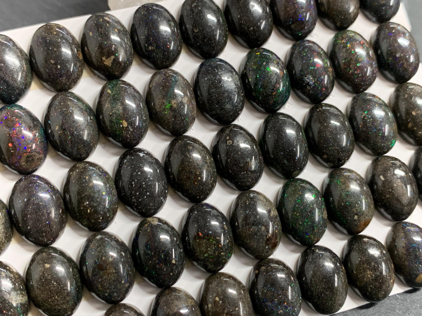 Black Andamooka Opal Oval 10x14mm cabochon  - Matrix Australian Opal