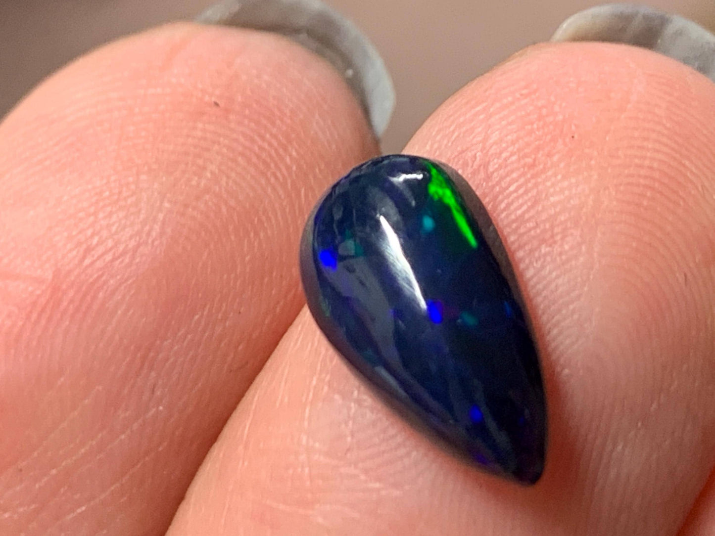 Natural Ethiopian Black Opal 7x12x4mm cabochon