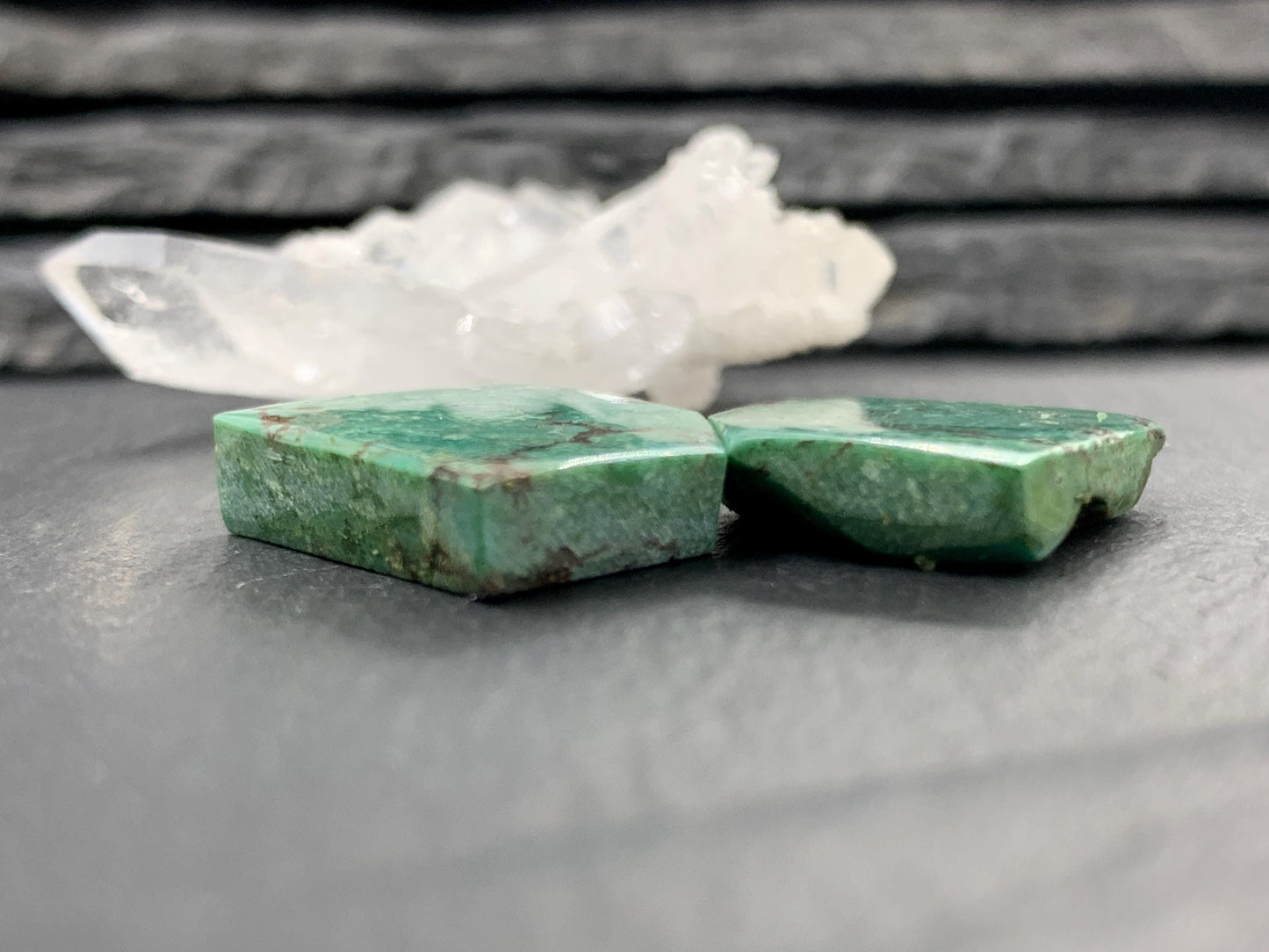 Tibetan Turquoise Pair 19x24mm Cabochon - Hand Cut Cabochon