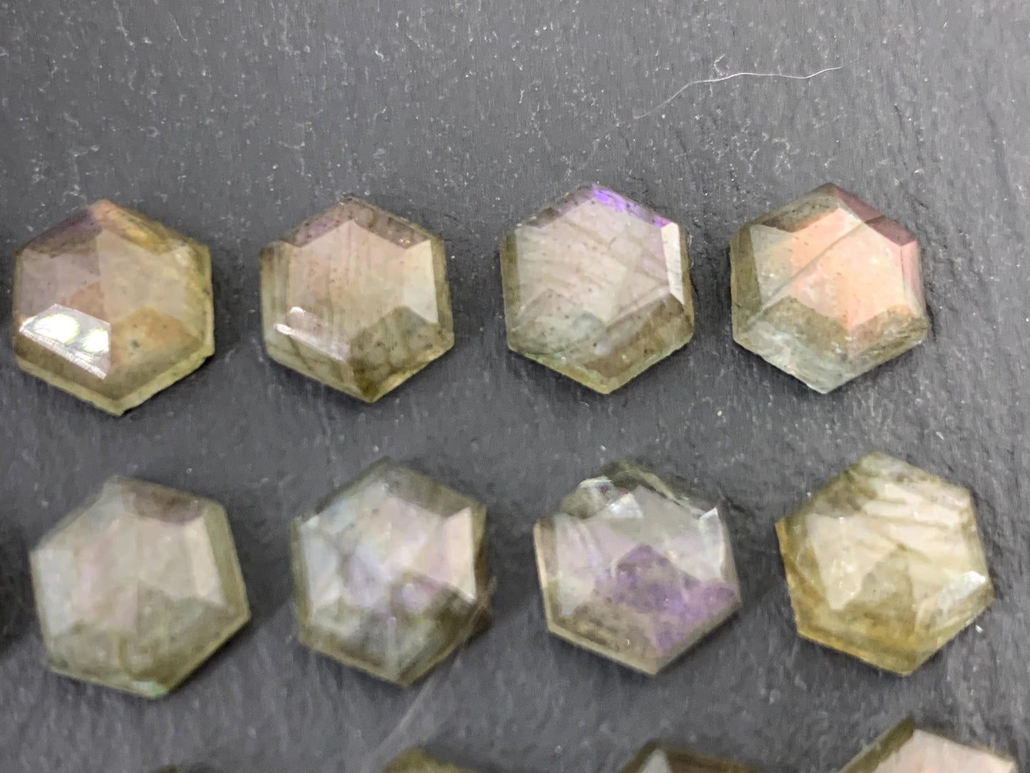 Faceted Labradorite hexagon 8mm cabochon