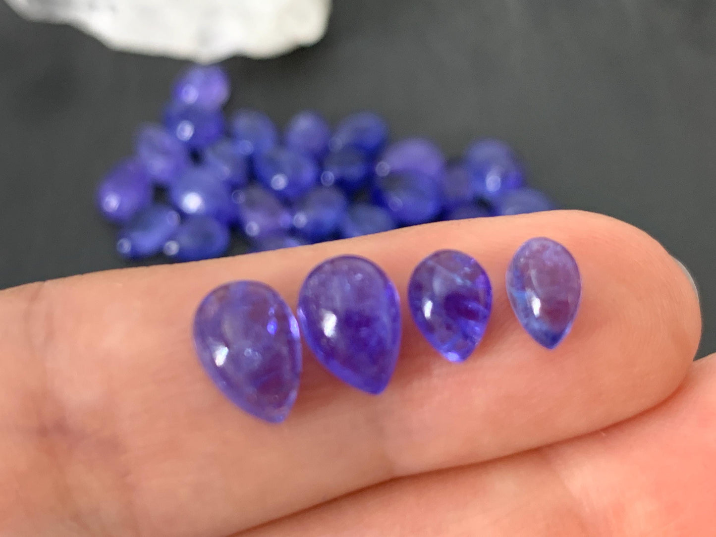 Tanzanite pear cabochon 6-10mm long - select your size