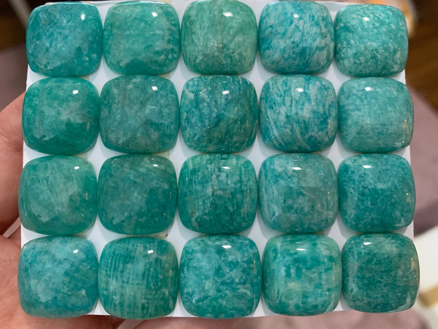 Amazonite square cushion 18mm cabochon - Calibrated cabochons
