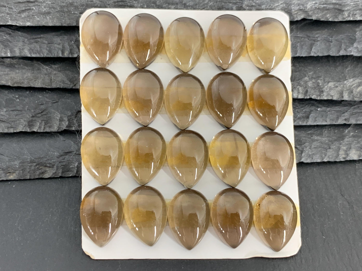 Smokey quartz pear 13x18mm cabochon - Calibrated cabochons