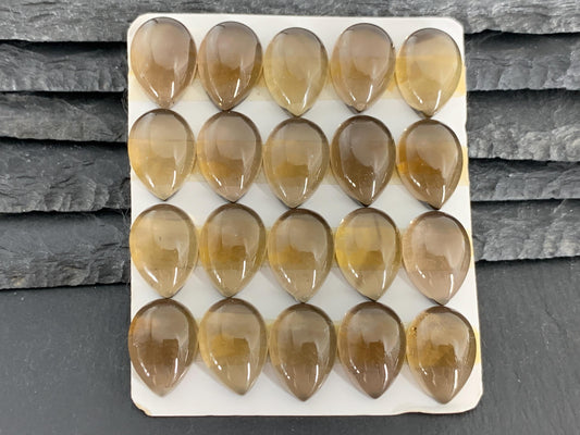Smokey quartz pear 13x18mm cabochon - Calibrated cabochons