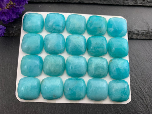Amazonite square cushion 15mm cabochon - Calibrated Cabochons