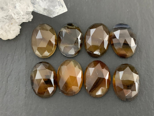 Faceted Montana Agate oval 10x14mm cabochon