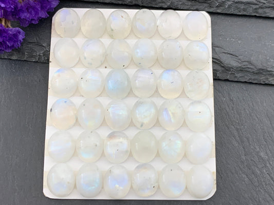 Rainbow Moonstone oval 10x12mm cabochon - calibrated cabochons