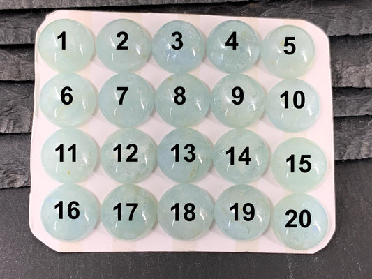 Aquamarine round 15mm cabochon - Calibrated cabochons