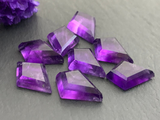Faceted Amethyst kite 10x14mm cabochon