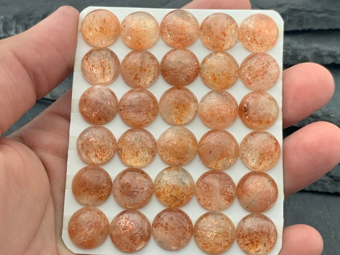 Sunstone round 12mm cabochon - Calibrated cabochons