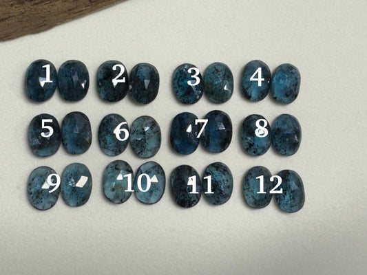 Faceted Moss Kyanite oval pair 10x14mm cabochon
