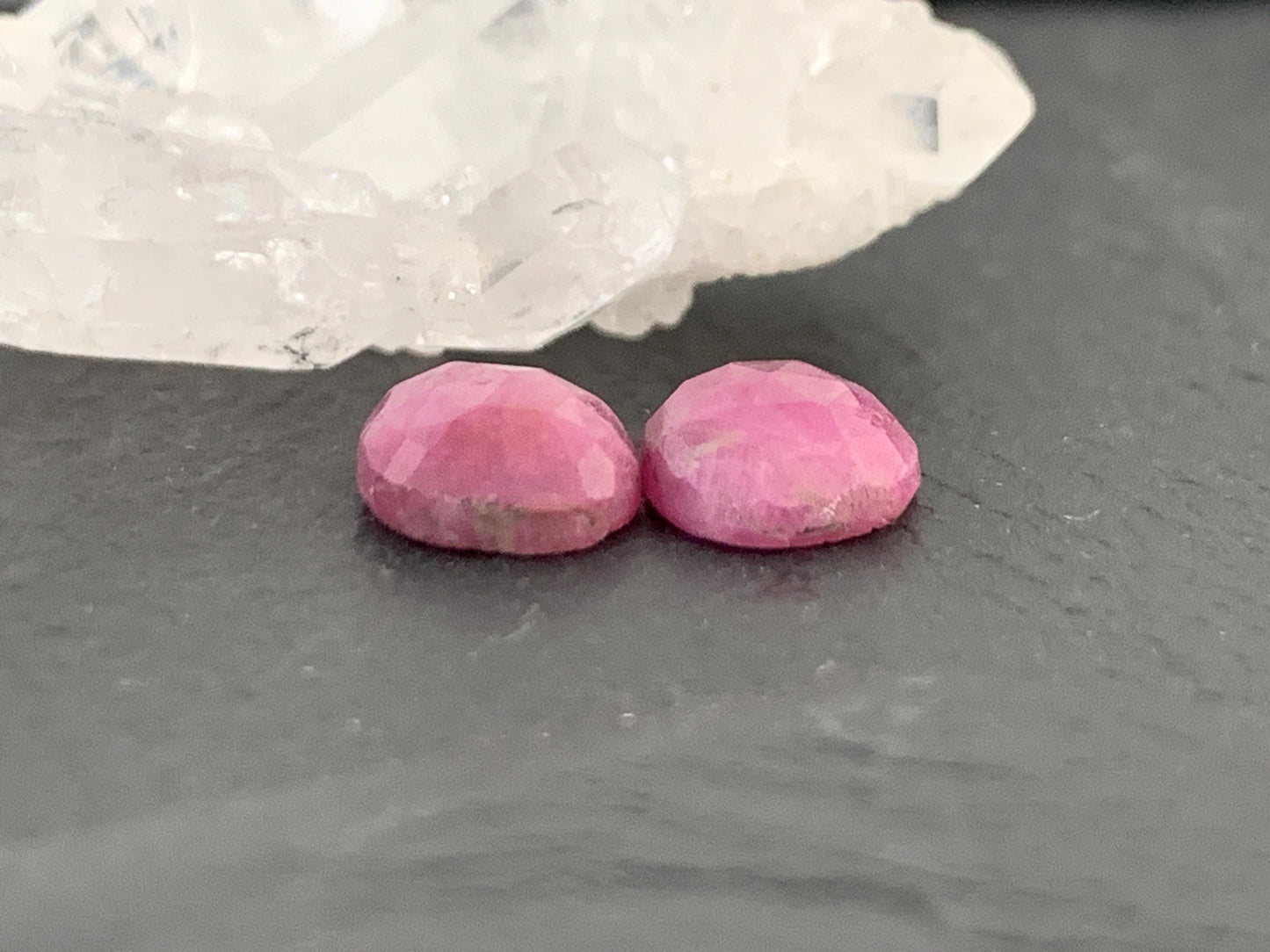 Faceted Ruby pair 8x10x3mm cabochon