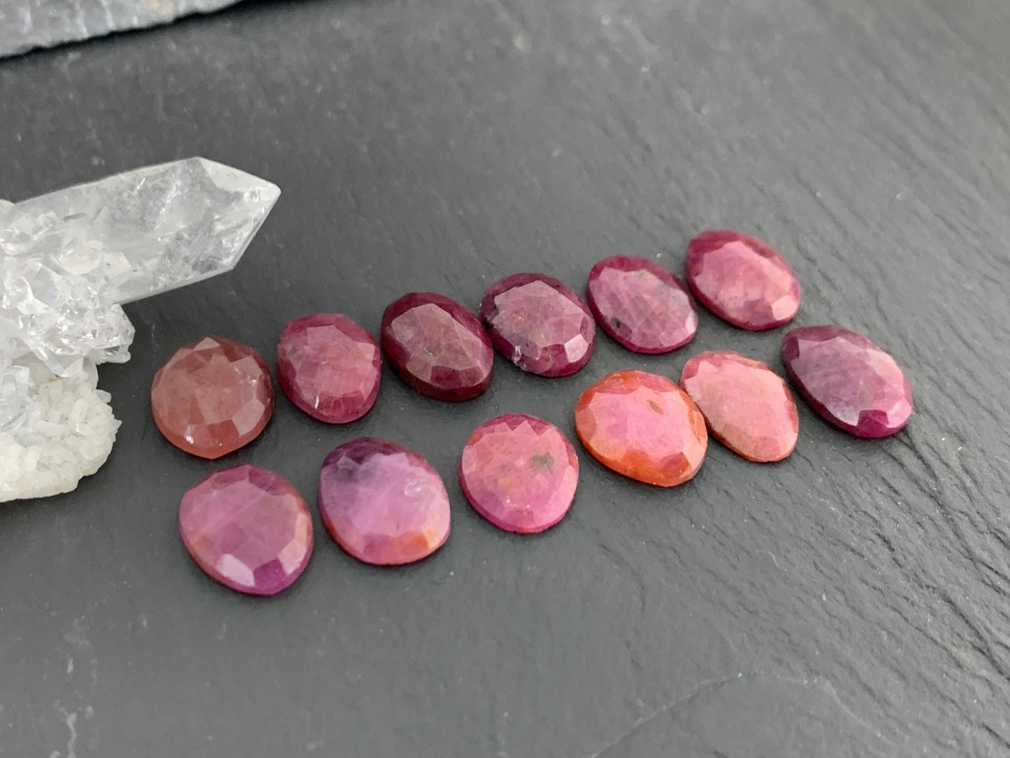 Faceted Ruby 10-12mm long Cabochon