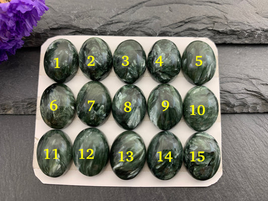 Seraphinite oval 12x16mm Cabochon - Calibrated Cabochons