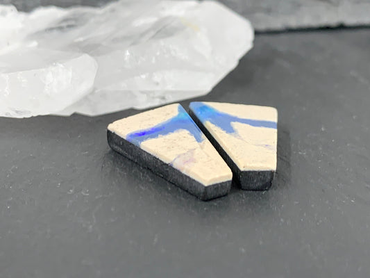 Australian Opal doublet 13x19x4mm pair of cabochons