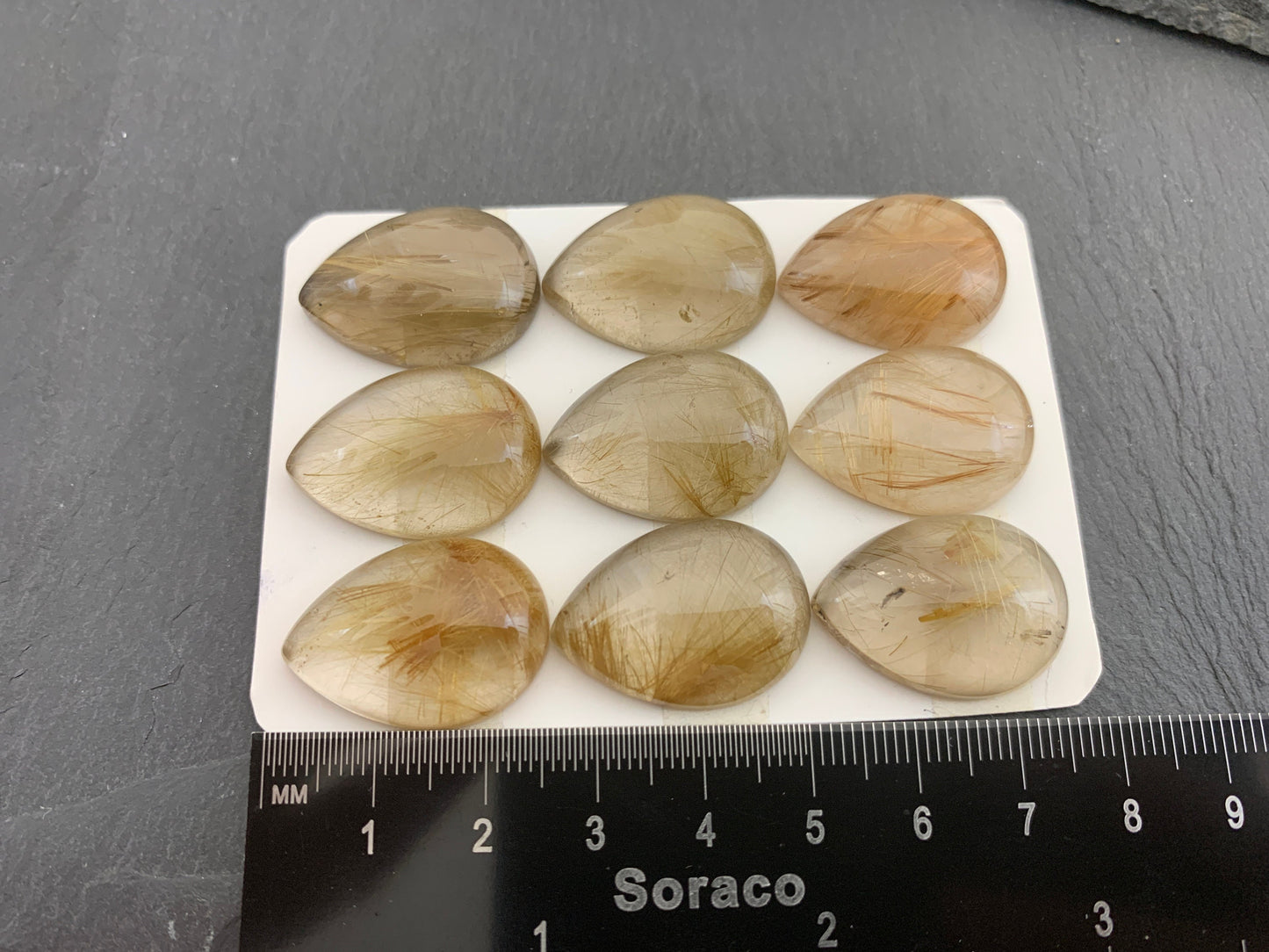 Rutilated Quartz pear 18x25mm cabochon - Calibrated cabochons