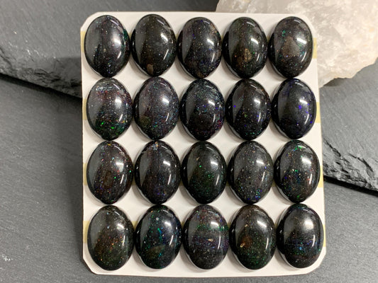 Black Andamooka Opal oval 13x18mm cabochon - Matrix Australian Opal