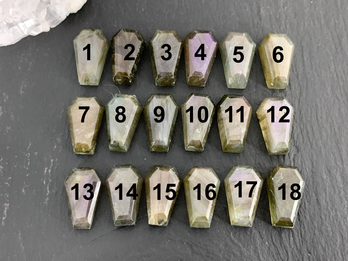Natural Labradorite Coffin Cabochon: 10x16mm Gemstone