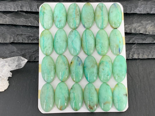 Chrysocolla Quartz oval 10x20mm cabochon - Calibrated cabochons