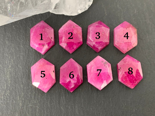 Faceted Pink Sapphire hexagon 9x13mm long cabochon