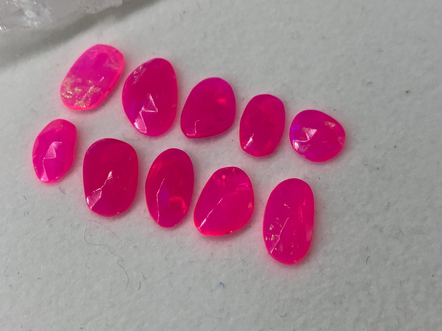 Faceted Ethiopian Pink Opal 8-11mm long cabochon