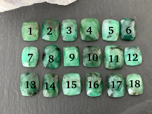 Emerald Faceted rectangle 9-11mm long cabochon