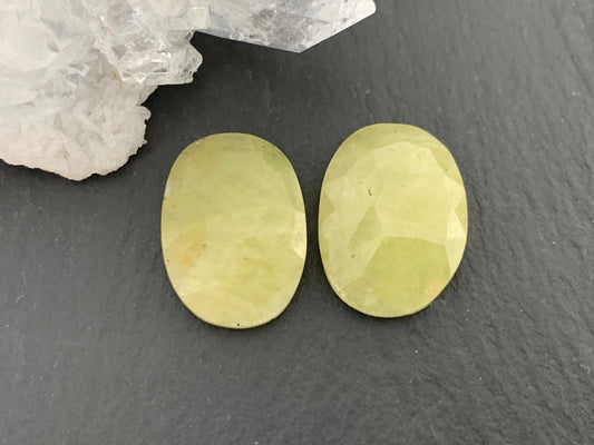 Faceted Yellow Sapphire pair 12x16x4mm cabochon