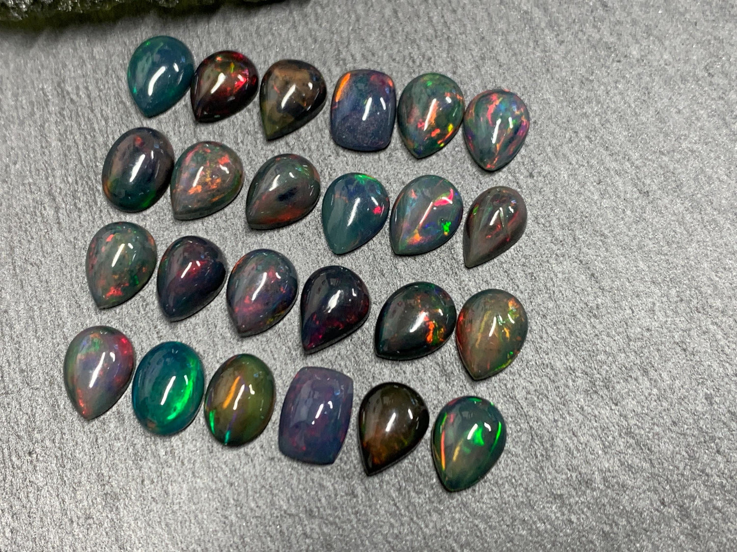 Black Ethiopian Opal pear, rectangle 6x8mm cabochon