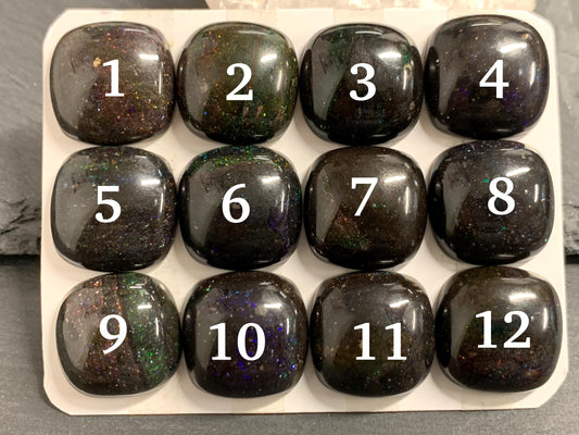 Black Andamooka Opal square 20mm cabochon - Matrix Australian Opal