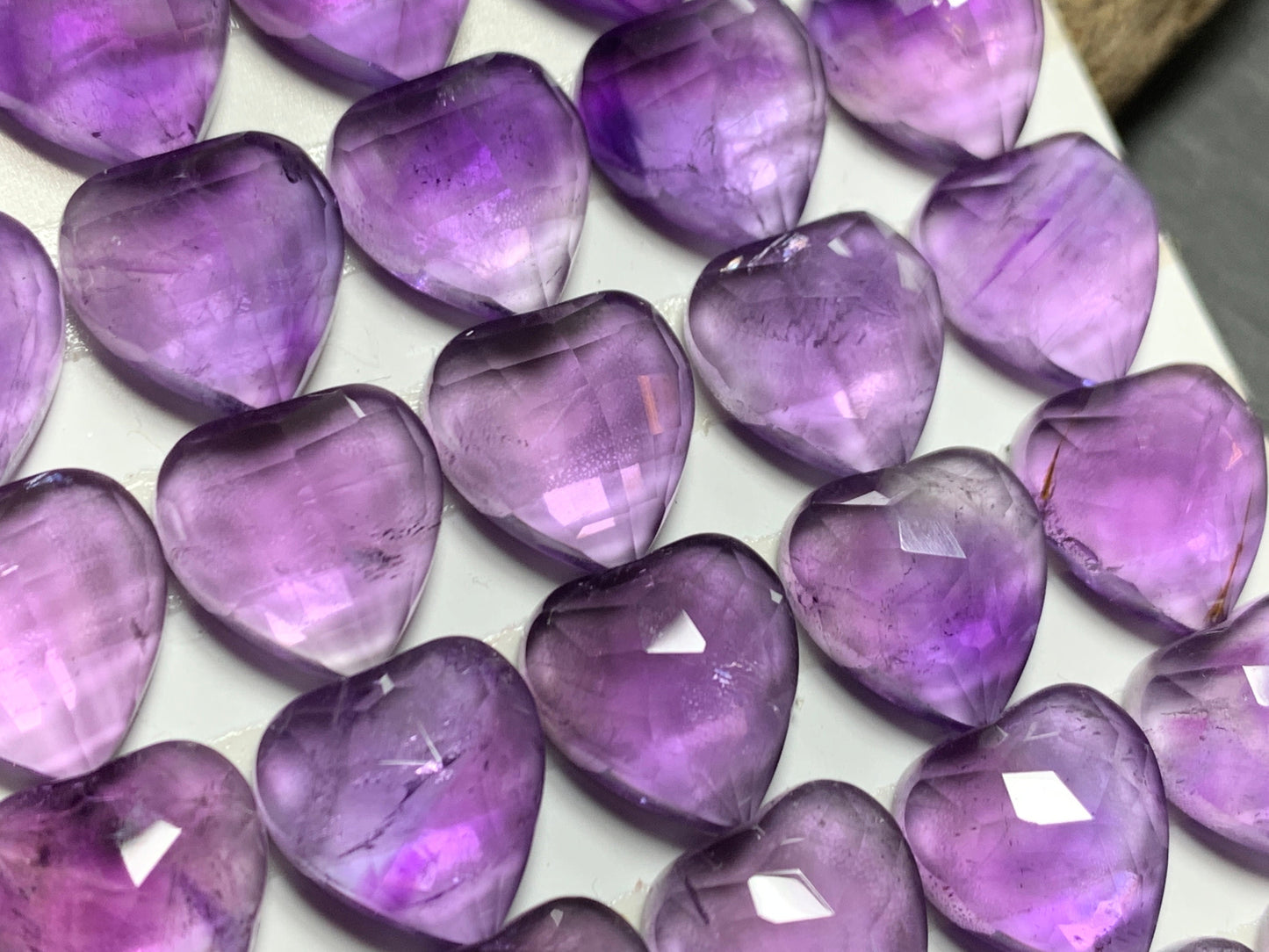 Faceted Amethyst heart 12x12mm cabochon - Calibrated cabochons