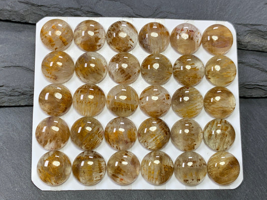 Amethyst Cacoxenite round 12mm Cabochon - Calibrated cabochons